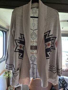 💖 Billabong Aztec Cardigan M • Southwestern Boho Festival Sweater • Desert Vibe
